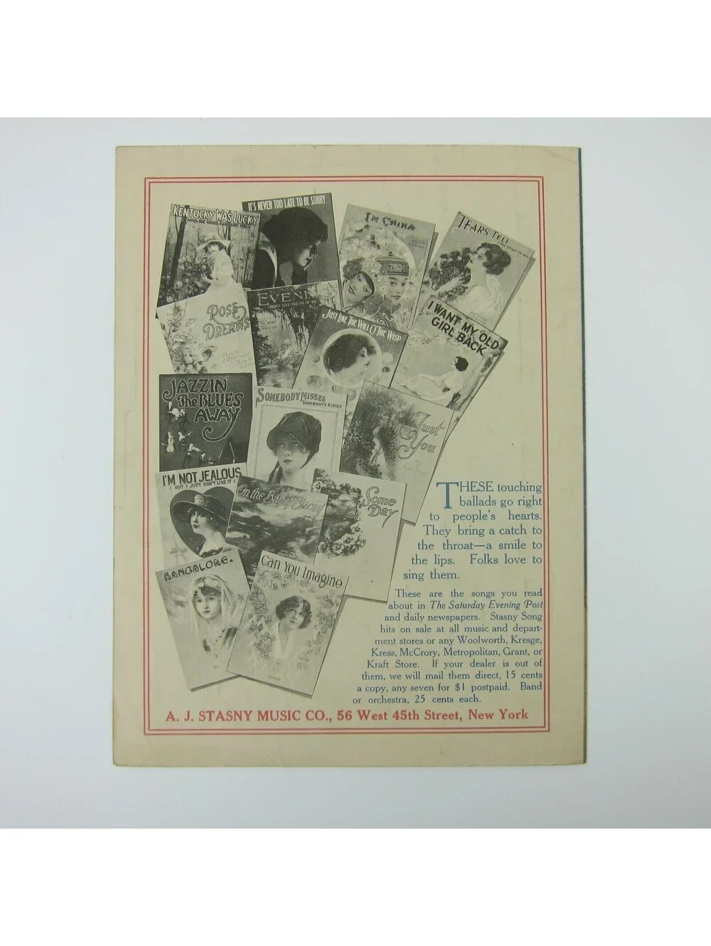 Tears Tell The Story To Me Sheet Music C & F Wilson Rolf Armstrong Antique 1919